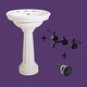 preview thumbnail 2 of 6, 26" W Oval Biscuit Pedestal Bathroom Sink Porcelain Sink Basin, Pedestal Leg, 8" Faucet, Drain, and Overflow Renovators Supply