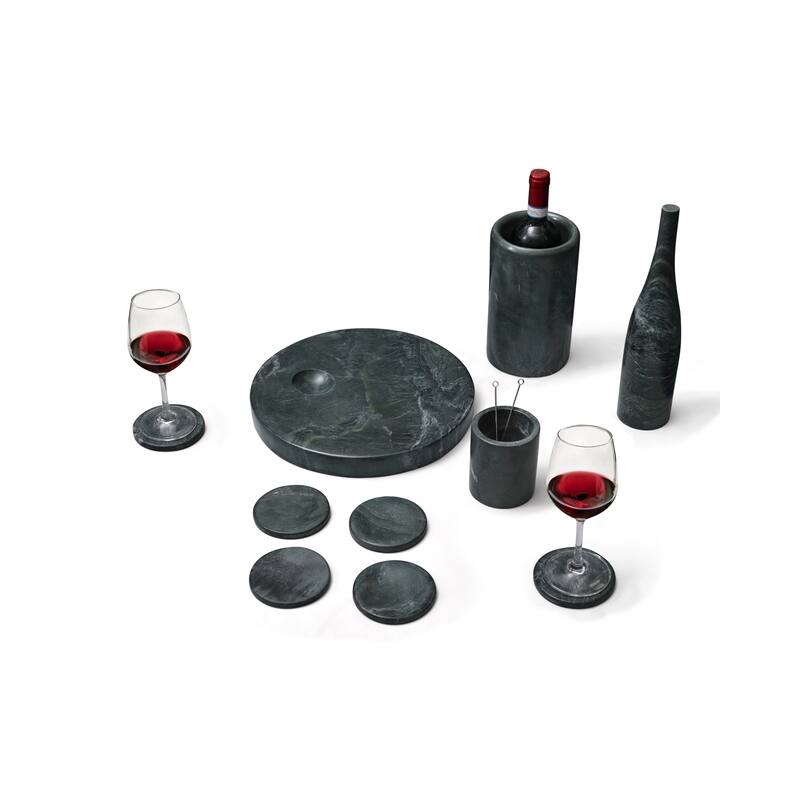 Roomfitters Natural Marble Dining Room Accessories Set, Luxury 10-Piece Genuine Stone Tabletop Collection