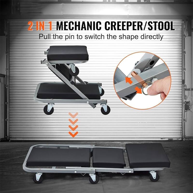 Multiple Mechanical Crawling Seats,36/40 in 2-in-1 Rolling Stools