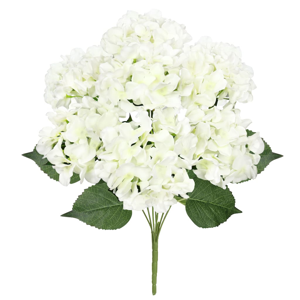 Set of 2 Deluxe Cream White Artificial Hydrangea Flower Stem Bush Bouquet 20in - Cream White - 20" L x 12" W x 12" DP