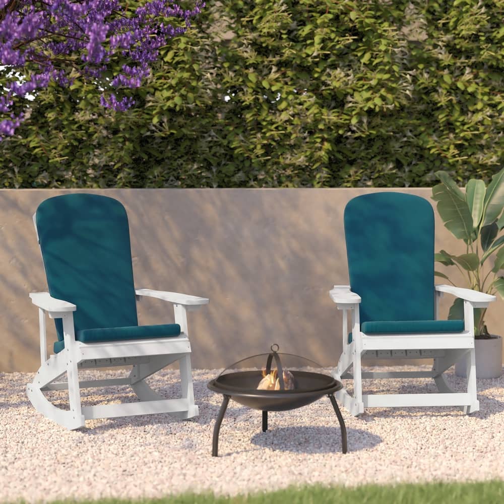 Indoor/Outdoor Rocking Adirondack Chairs with Cushions - Set of 2 - 29.5"W x 37.75"D x 39.5"H