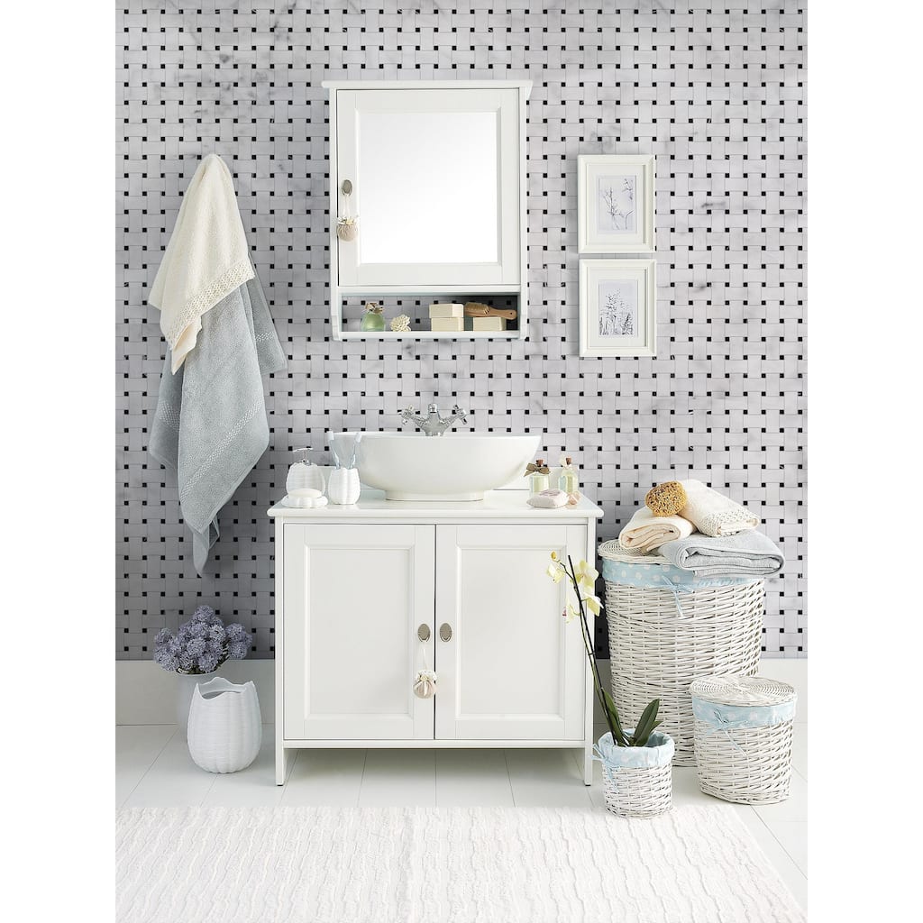 Carrara Marble Polished Basketweave Polished Mosaic Tile