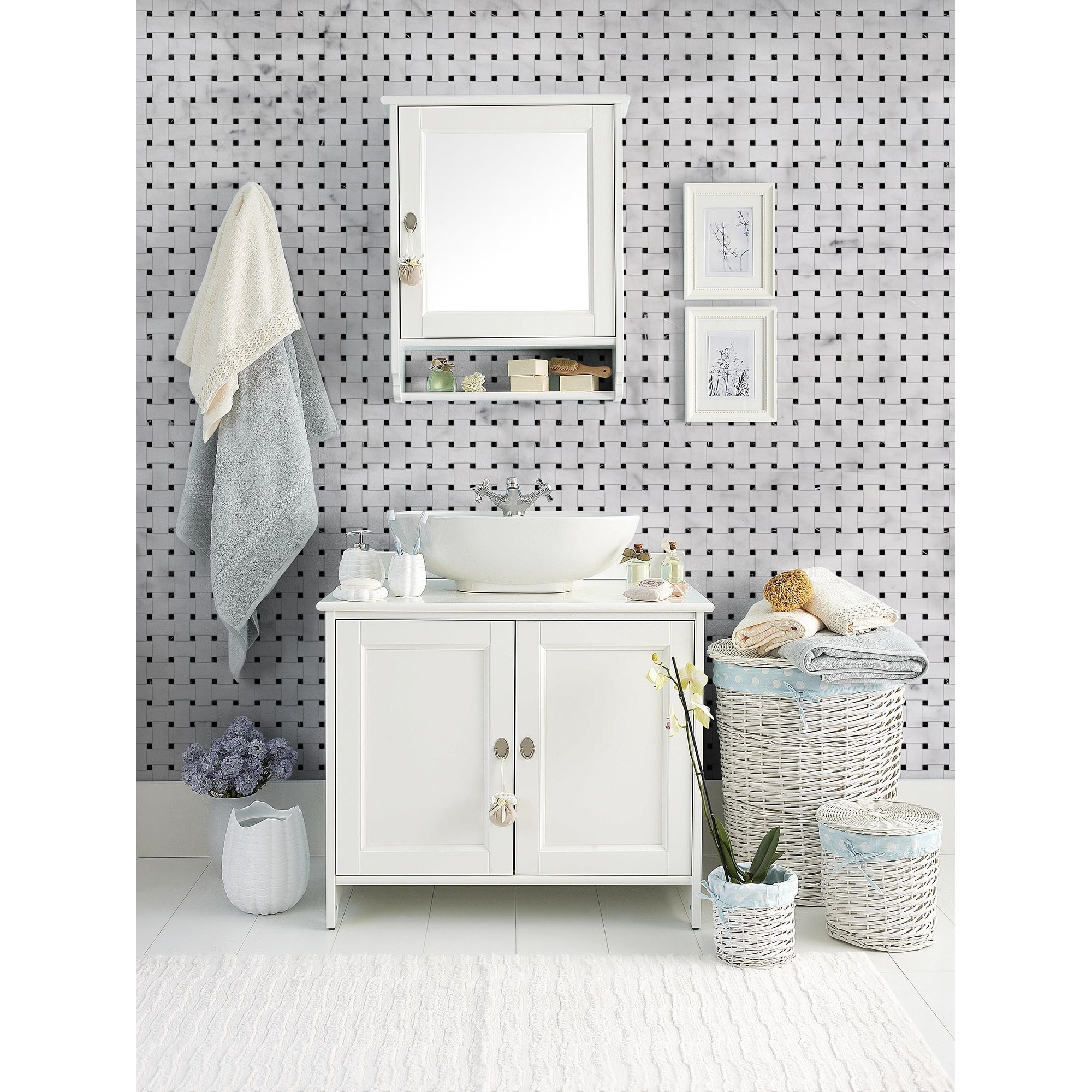 Carrara Marble Polished Basketweave Polished Mosaic Tile