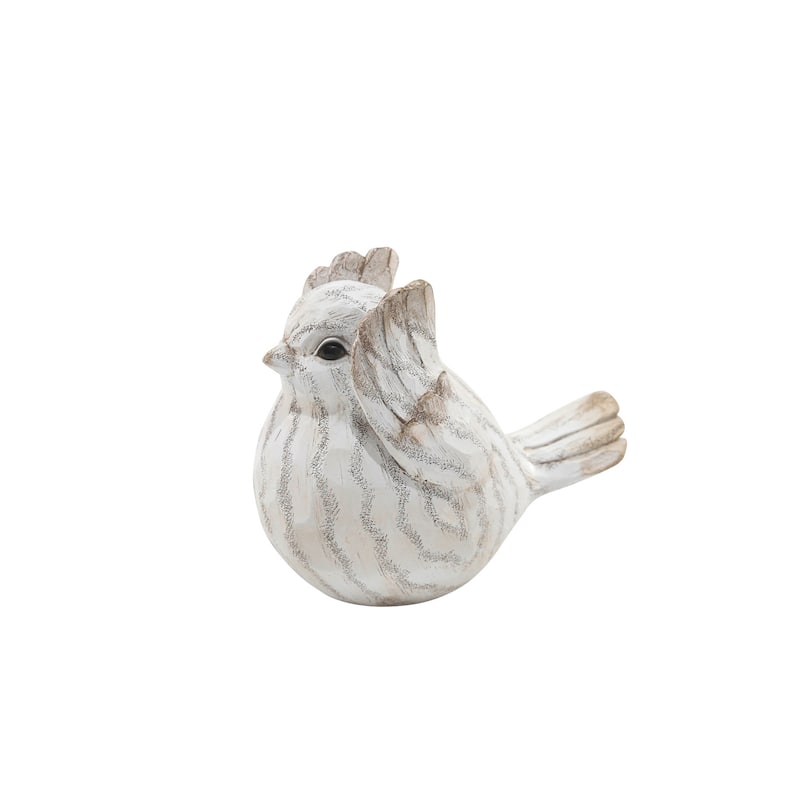 The Set of 3 Decorative Bird Figurines, Creative Room and Desktop Decor, Cream with Brown/Gray Details, 6 L x 4 W x 5 H