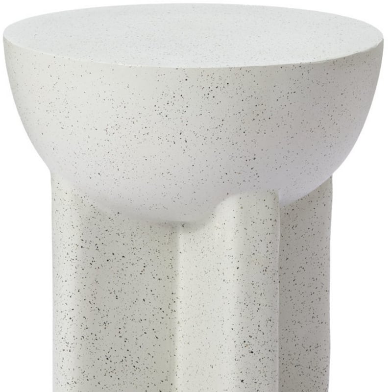 18" Round Modern White Faux Stone Pedestal Side Table with Terrazzo Look for Living Room - 18.1”H x 15”W x 15”L