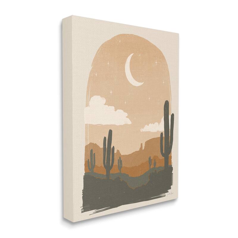 Stupell Arid Desert Cactus Under Night Sky Stretched Canvas Wall Art, Design by Janelle Penner