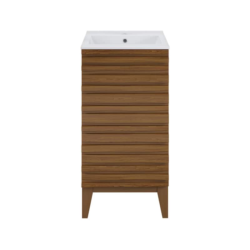 Swiss Madison SM-BV560 Cascade 19" Free Standing Single Basin Vanity - Walnut - Wood Finish