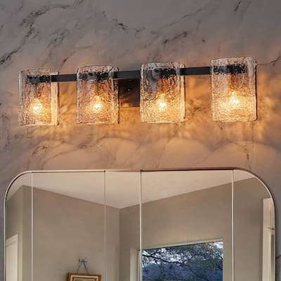 3/4-Light Textured Smoke Glass Wall Sconce — Modern Industrial Vanity Light for Bathroom
