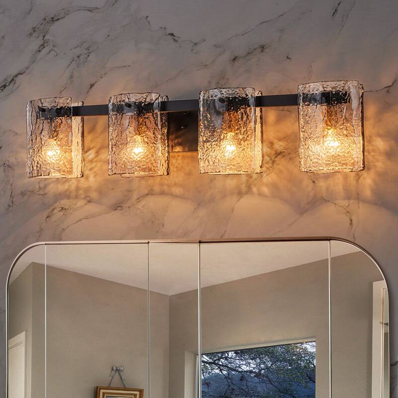 3/4-Light Textured Smoke Glass Wall Sconce — Modern Industrial Vanity Light for Bathroom