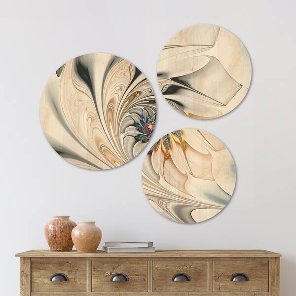 Designart 'White Stained Glass Floral Art' Floral Wood Wall Art Set of