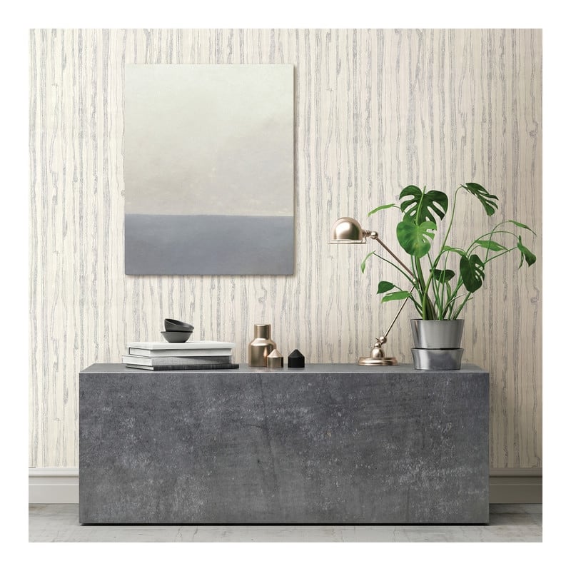 Brewster Nova Platinum Faux Wood Wallpaper - 21 x 396 x 0.025