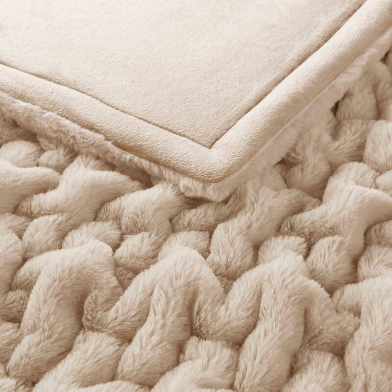 Madison Park Ruched Fur Throw
