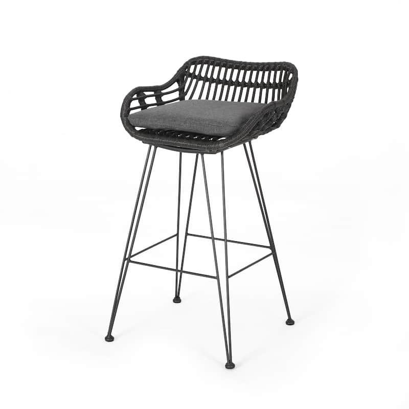 Dale Outdoor Wicker 30 Inch Barstools (Set of 2) by Christopher Knight Home
