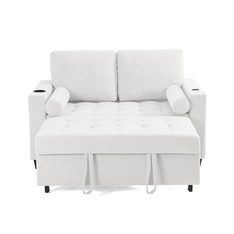 Corduroy Pull-Out Chair Bed Adjustable Recline Convertible Sleeper Sofa