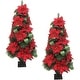 preview thumbnail 1 of 2, Fraser Hill Farm 4-Ft. Christmas Porch Trees, Velvet Poinsettia - Multi - 4 Foot