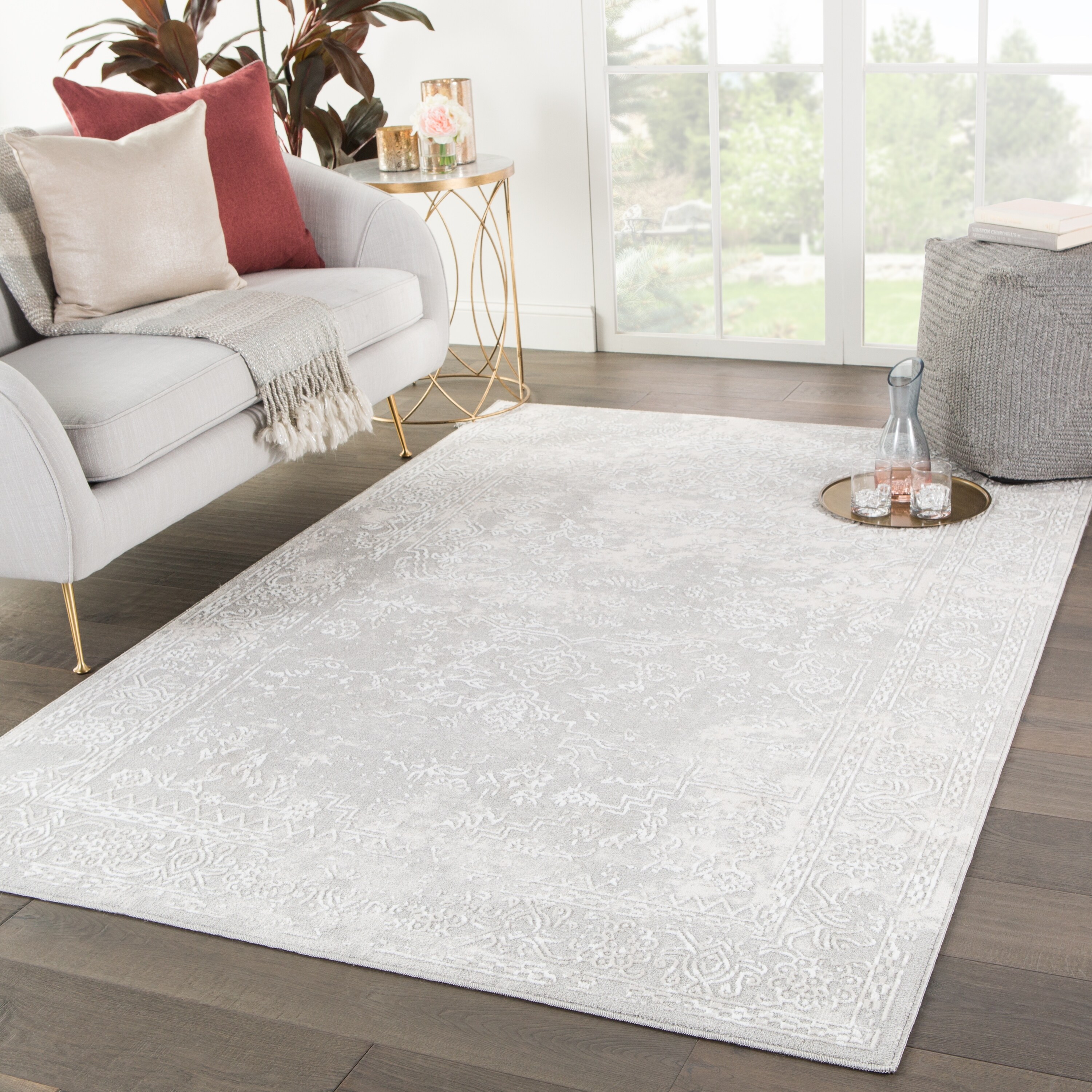 Shop Gramercy Medallion White Light Grey Area Rug Overstock 23554109 White Light Grey 3 3 X 5 3