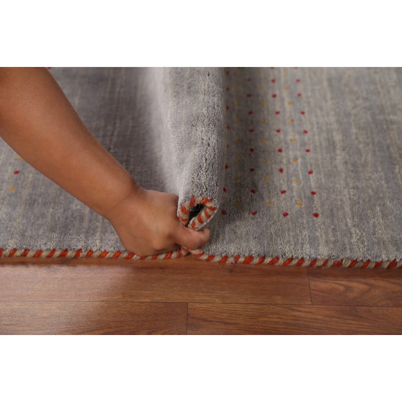 Gray Gabbeh Oriental Runner Rug Hand-Knotted Wool Carpet - 2'9"x 9'7"