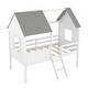 preview thumbnail 7 of 12, Twin Low Loft Wood House Bed with Windows, Ladder & Guardrails
