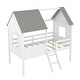 preview thumbnail 8 of 13, Twin Size Low Loft Wood House Bed with Two Side Windows, White+Elegant