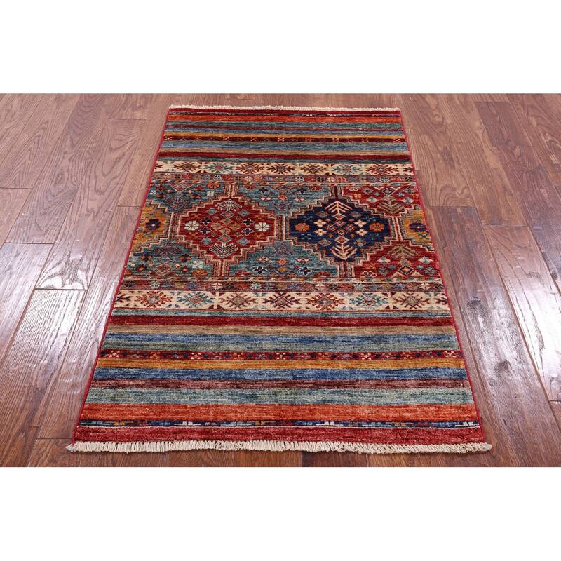 Golden Nile Khorjin Persian Gabbeh Hand Knotted Wool Rug - 2' 7" X 4' 0"