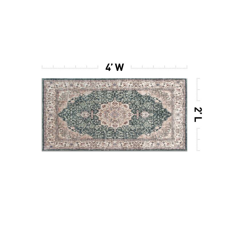 World Rug Gallery Traditional Oriental Medallion Washable Non Slip Area Rug