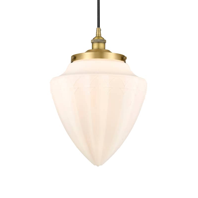 Innovations Lighting 616-1PH-17-12 Bullet Pendant Bullet 12" Wide - Brushed Brass / Matte White