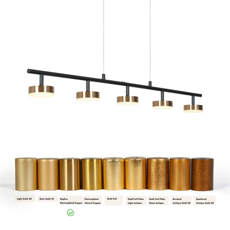 Modern Minimalist 3/5-Light Black Gold LED Chandelier Linear Kitchen Island Pendant Lights for Dining Room