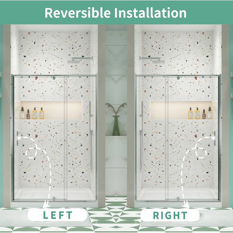 Framed Piovt Swing Glass Sliding Shower Door with 1/4"(6mm) Clear SGCC Tempered Glass