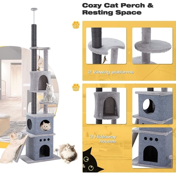 EROMMY Cat Tree Adjustable 88.5"-100.5" Multi-Level Cat Tower. Opens flyout.