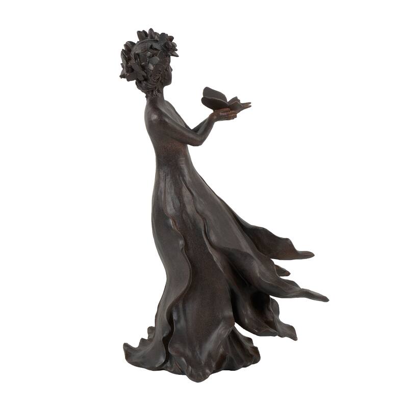 Dark Gray Resin Woman Sculpture