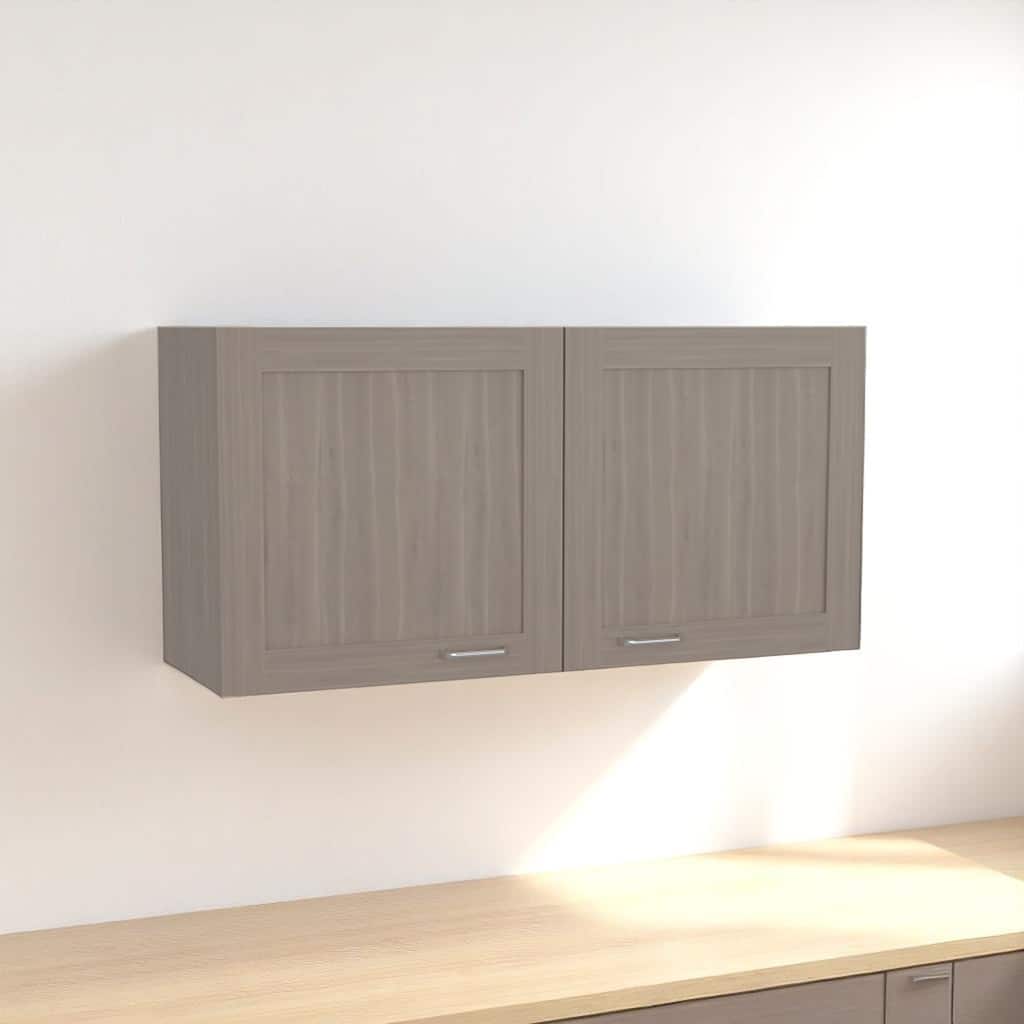 Modern Wall Cabinet with 2 Doors and Open Shelf, Wide Kitchen Storage Organizer, Bardolino Wood Look