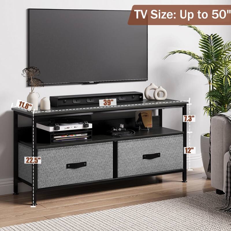 50 Inch TV Stand for Bedroom Small TV Stand Dresser with Drawers and Shelves