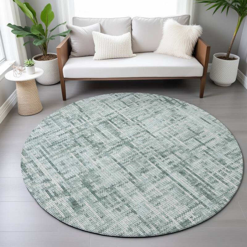 Machine Washable Indoor/Outdoor Modern Crosshatch Chantille Rug