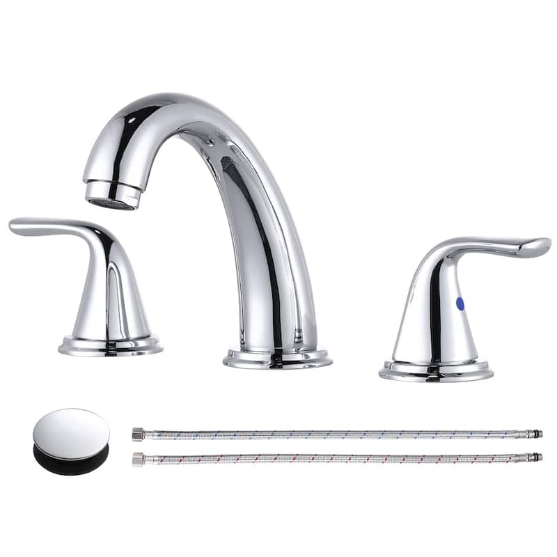 WOWOW Widespread Double Handle Bathroom Faucet - Polished Chrome