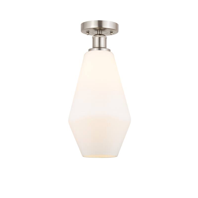 Innovations Lighting Cindyrella - 1 Light 7" Semi-Flush Mount - Cased Matte White/Brushed Satin Nickel