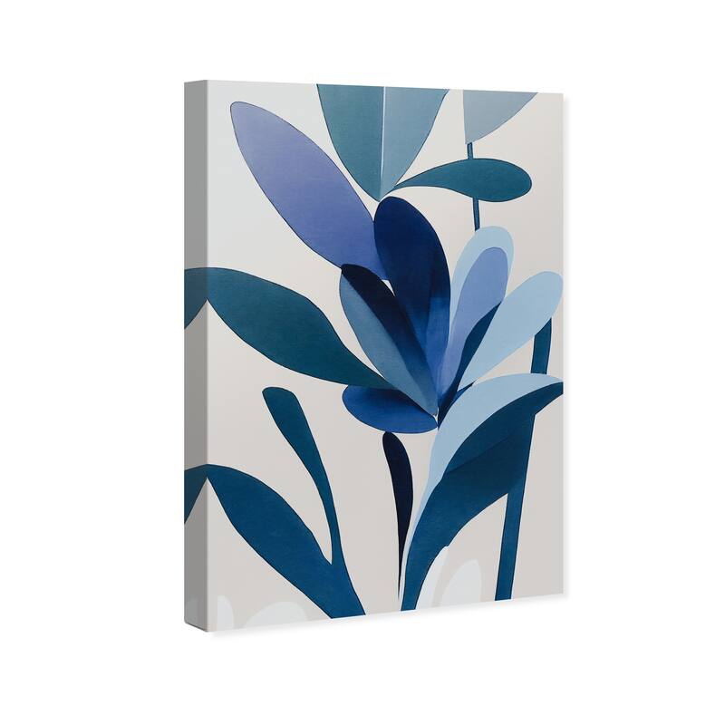 Wynwood Studio Abstract Plant Elegance Blue and Modern & Contemporary Wall Art Canvas Print