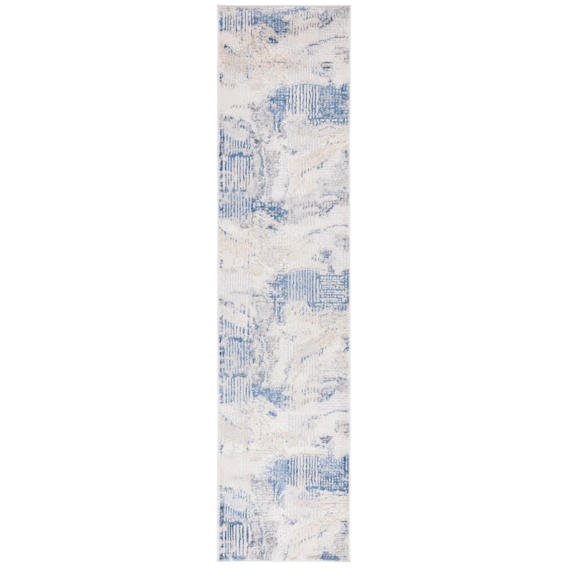 SAFAVIEH Palma Caro Modern Abstract Rug - 2'2" x 9' Runner - Beige/Blue
