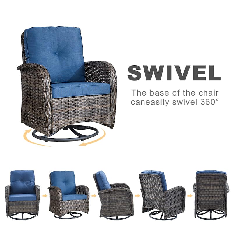 Outdoor 3-piece Rattan Wicker Rocking Swivel Chair Set - On Sale - Bed ...