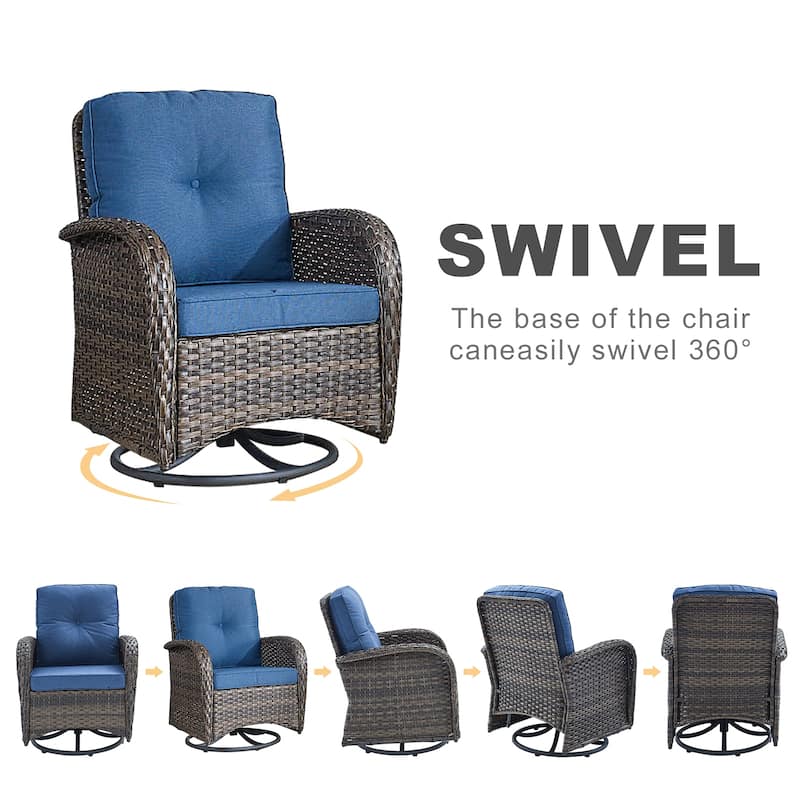 Outdoor Swivel Patio Chair, 360° Rotating Chairs - Brown