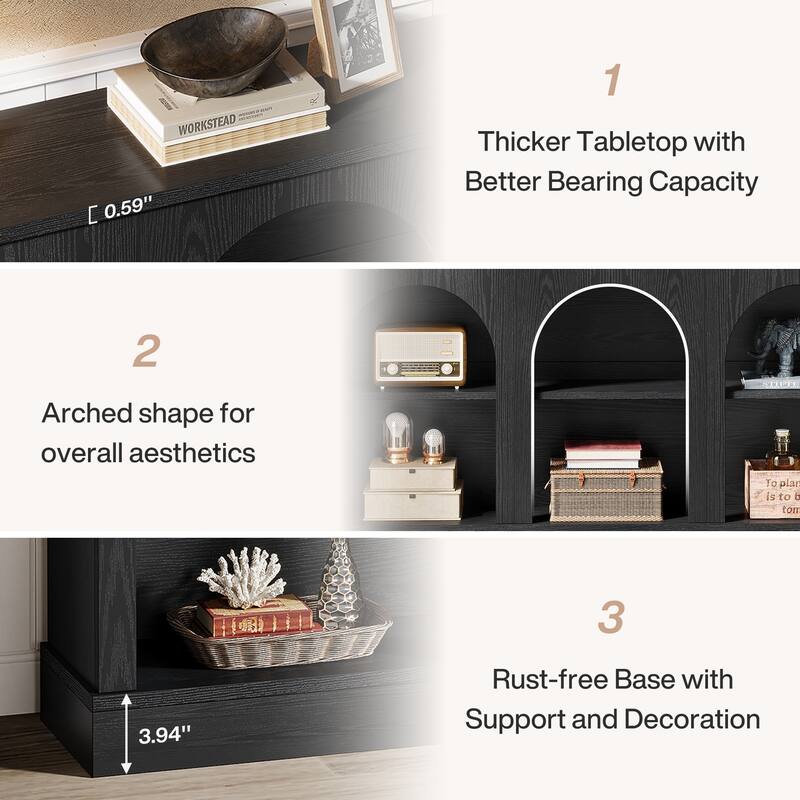63-Inch Farmhouse Console Table with 3 Tier Storage for Entryway, Living Room - 11.81"D x 62.99"W x 31.5"H