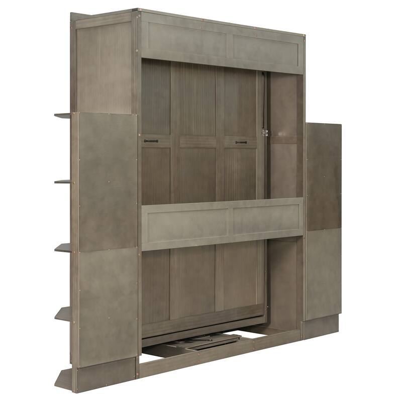 Roomfitters Rotating Queen Murphy Bed with Desk and Shelves 360 Degree Swivel