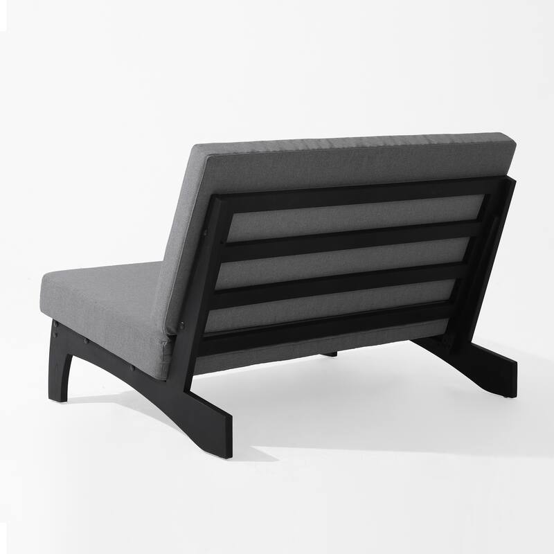 Outdoor Patio Solid Wood Chairs Loveseat Table Chat Set with Cushion