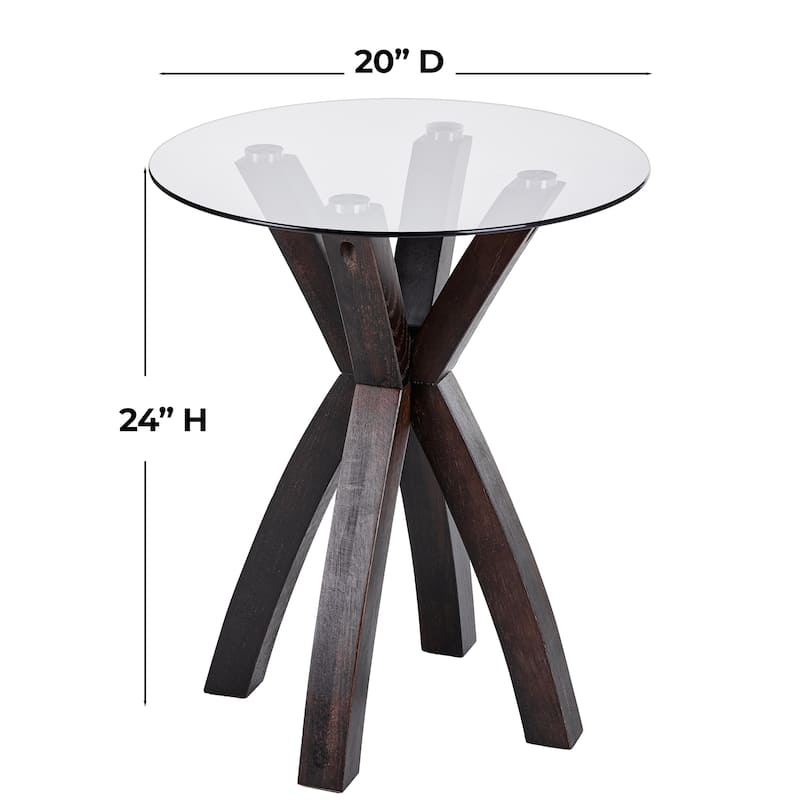 Modern Nesting Table Glass End Table with Criss Cross Base 24" Round