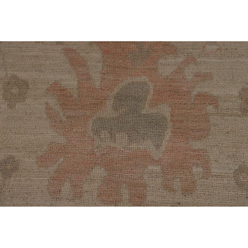 Earth Tone Vegetable Dye Oushak Area Rug Handmade Wool Carpet - 9'7"x 13'5"