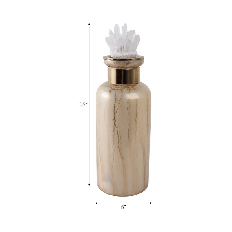 Glass Decorative Vase Glam Accent with Stone Details Modern Style