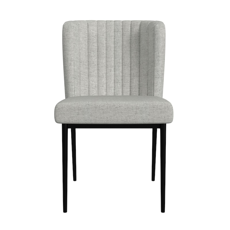 HomePop ChannelBack Dining Chair with Metal Legs-Gray Woven (set of 2)