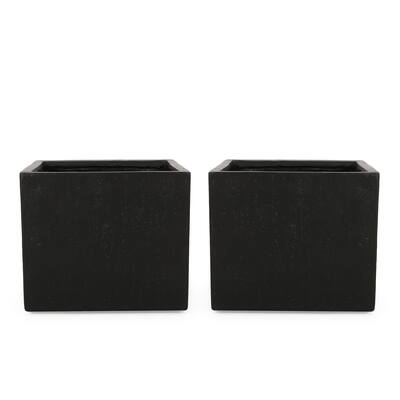Ella Outdoor Modern Concrete Square Planters (Set of 2) by Christopher Knight Home
