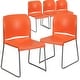 preview thumbnail 37 of 88, 5 Pack 880 lb. Capacity Full Back Contoured Sled Base Stack Chair - 23.75"D x 19.5"W x 32"H Orange