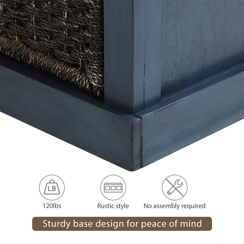 Merax Entryway Storage Bench with 3 Removable Baskets and Cushion