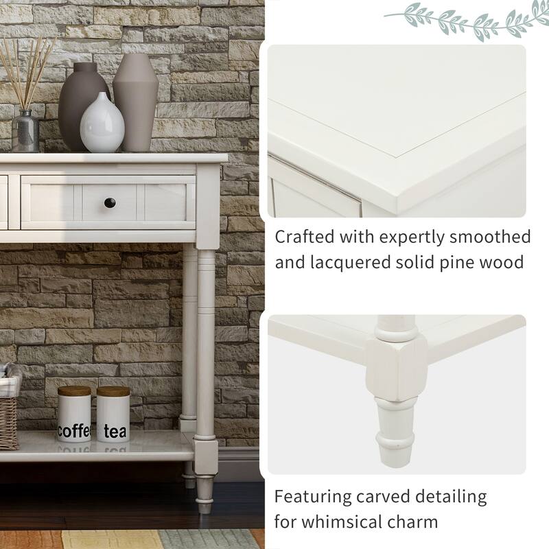 Traditional Console Table with 2-Drawers and Bottom Shelf